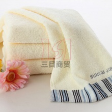 洁玉提缎刺绣毛巾JY-8011F 33.5*72 95g 米白色