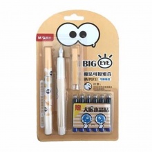 晨光直液式钢笔HAFP0733大眼仔系列 2支钢笔+6支墨囊 可擦晶蓝/纯蓝/可擦墨蓝壳颜色随机 24卡装/盒