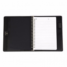 卓能活页皮面笔记本ZN-H25-2 25K（20.5*14.3）-20孔 黑色 带不锈钢孔夹，内芯采用70克象牙白纸