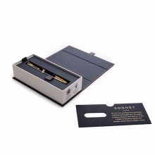 派克卓尔原创系列钢笔 纯黑丽雅金夹 18K金笔尖 礼盒包装