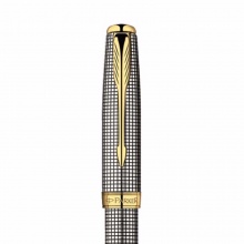 派克卓尔系列钢笔 纯银格子纹金夹 18K金笔尖 礼盒包装