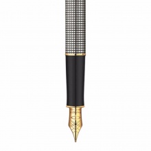 派克卓尔系列钢笔 纯银格子纹金夹 18K金笔尖 礼盒包装