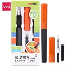 得力学生矫姿钢笔S685 橙色/绿色 1个吸墨器、2支黑色墨囊、2张姓名标签 