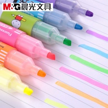 晨光荧光笔米菲MF5301黄色/橙色/紫色/绿色/粉红/蓝色 单色12支/盒