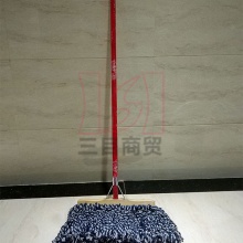 利佳方头拖把8012 木拖把头 蓝白长供棉线 木杆