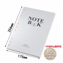 博文 B5-1002 皮面笔记本活页芯 9孔 80g道林纸 100张/本