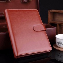 博文 7811 皮面活页带扣笔记本  A5-6孔100页 咖啡色 14本/盒