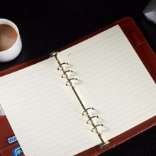 博文 7811 皮面活页带扣笔记本  A5-6孔100页 咖啡色 14本/盒