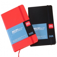 得力 3314 皮面笔记本 56K-100张 黑色/红色 70g象牙白