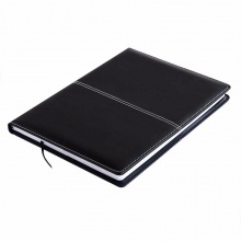得力 3323 皮面笔记本 18K-114张 250*175mm 黑色 70g双胶纸