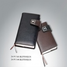 卓能真皮带扣皮面笔记本ZN-PK1025 25K（20.5*14.3） 黑色/棕色 带盒子