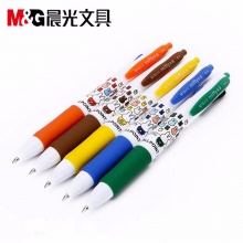 晨光四色圆珠笔米菲MF1006按动 0.5mm子弹头 黑色/红色/蓝色/绿色 36支/大盒