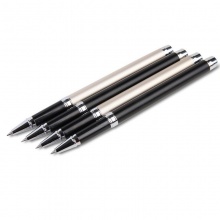 得力 S97 中性笔 金属拉丝 子弹头 0.5mm 笔壳 灰色 12支/盒