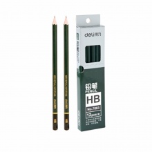 得力高级绘图铅笔H系列HB/H/2H/3H/4H/5H/6H(6831-5H/6832-4H/6833-3H/6834-H/6847-6H/7082-2H/7083-HB )绿杆 12支/盒