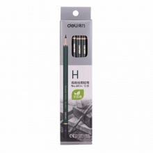 得力高级绘图铅笔H系列HB/H/2H/3H/4H/5H/6H(6831-5H/6832-4H/6833-3H/6834-H/6847-6H/7082-2H/7083-HB )绿杆 12支/盒