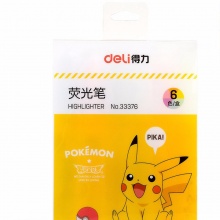 得力荧光笔33376皮卡丘系列6色混装 6支/盒 