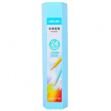 得力彩色铅笔五边形桶装6532 24色 蓝色桶装