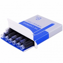 得力钢笔墨囊S641黑/墨蓝/可擦蓝(6支/盒)