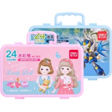 得力水彩笔优酷系列7053-24色 红蓝随机 24支/盒