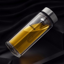希诺玻璃杯双层带过滤网商务办公水杯XN-9301 265ml