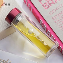 希诺双层玻璃杯 XN-6505 235ml 女士便携带盖过滤