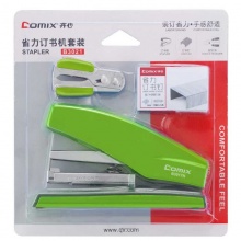 齐心省力订书机B3021套装含起钉器 订书钉 混色随机