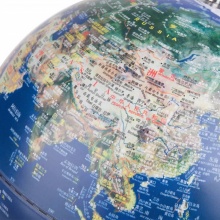得力2165地球仪(蓝色)直径30cm 内置LED灯球 开灯前为地形图 开灯后为行政图，洋流图