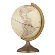 得力2179仿古地球仪(黄)直径32cm 金属底座 旋压工艺 坚固耐用