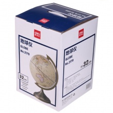 得力2179仿古地球仪(黄)直径32cm 金属底座 旋压工艺 坚固耐用