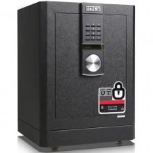 得力电子密码保险箱4042(黑色/浅棕)H450xW380xD340mm（H不含底座和脚轮） 保险柜/保密柜/保险箱