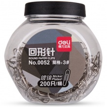 得力回形针0052 3#银色 200只/桶 24桶/件