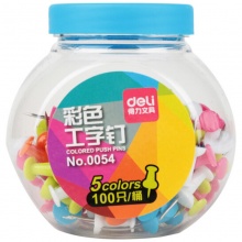 得力彩色工字钉0054 5色混装 100只/桶 24桶/件