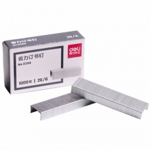 得力省力订书钉0266 26/6 20页/80g 银色1000枚/盒 10盒/包
