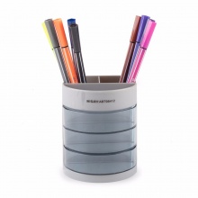晨光三层多功能组合旋转笔筒ABT98412塑料80mm*80mm*100mm 黑色/灰色随机