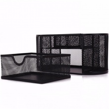 得力多功能笔筒8902铁网黑色220×112×104mm