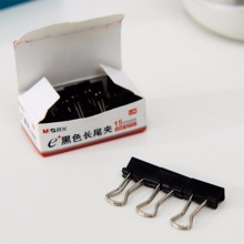 晨光Eplus黑色长尾夹ABS92731盒装 6# 15mm 12个/盒