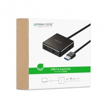 绿联4口USB3.0分线器 带OTG功能 30293  黑色0.5米
