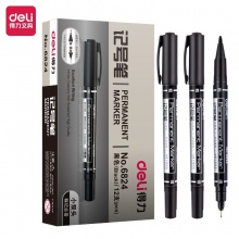 得力(deli)6824 大双头油性记号笔 速干物流笔/标记笔 0.5-1.5mm 黑色